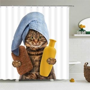 😽3d Funny cat shower curtain. 😺